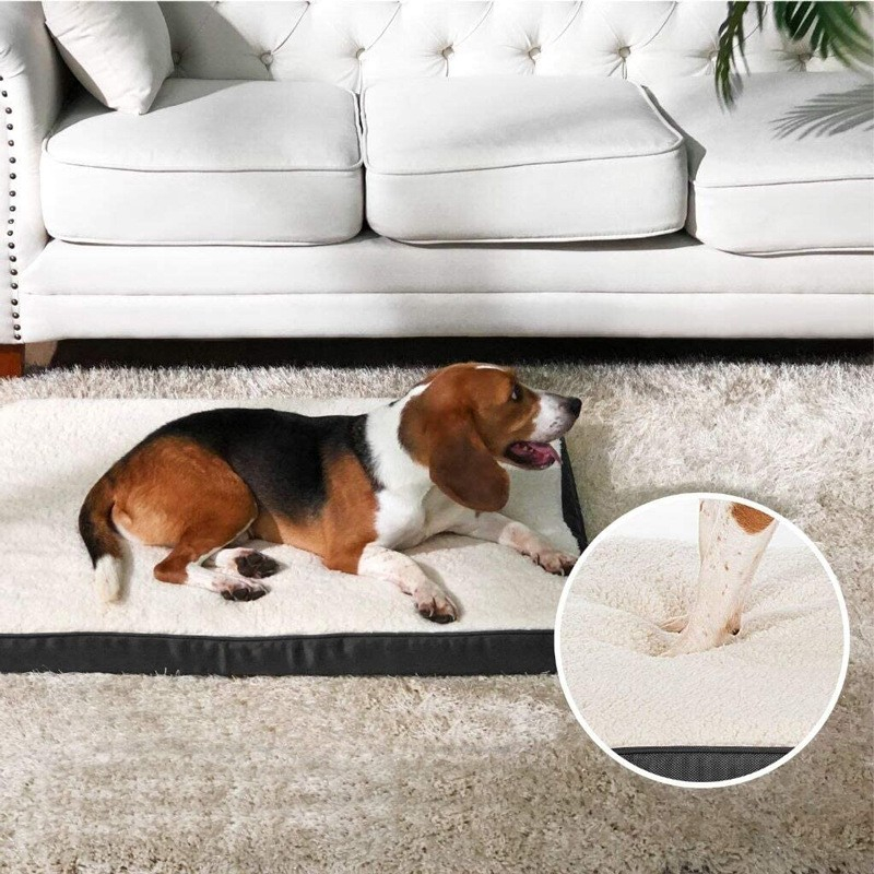 (76x50cm) Ergonomisches Hundekissen Memory Foam Hundebett - Weiss / Schwarz