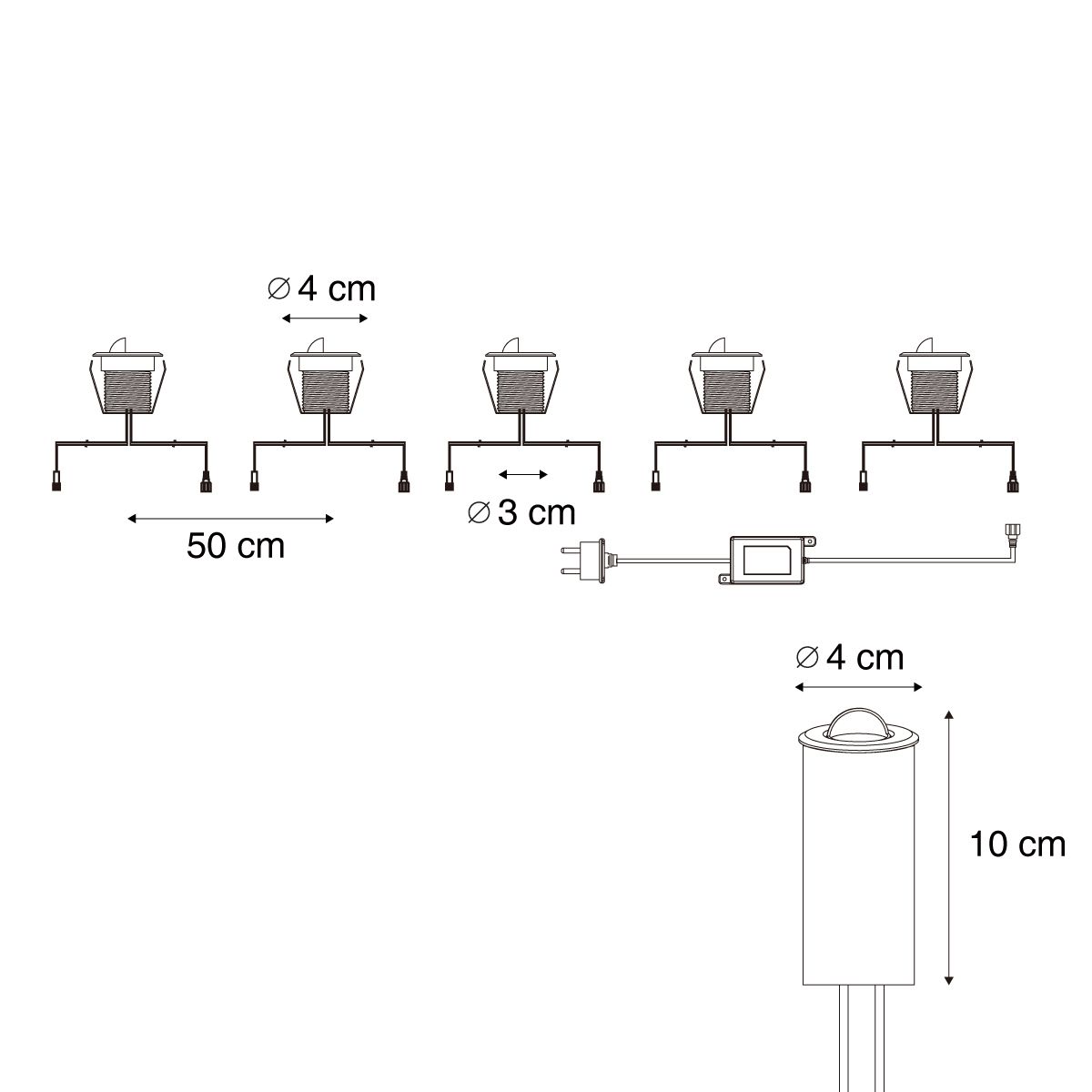 Set van 5 moderne grondspots aluminium incl. LED IP67 - Linsey