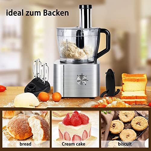 SNDOAS Robot Cuisine Multifonctions, 1100 W Robot Culinaire, Bol Mélangeur 3.2 L, Hachoir Multifonction, Mixeur 1.5 L, Moulin à café, Argent : Cuisine et Maison
