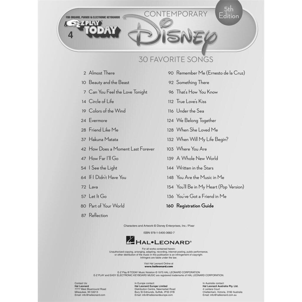 Hal Leonard Contemporary Disney - 5th Edition E-Z Play Today Volume 3