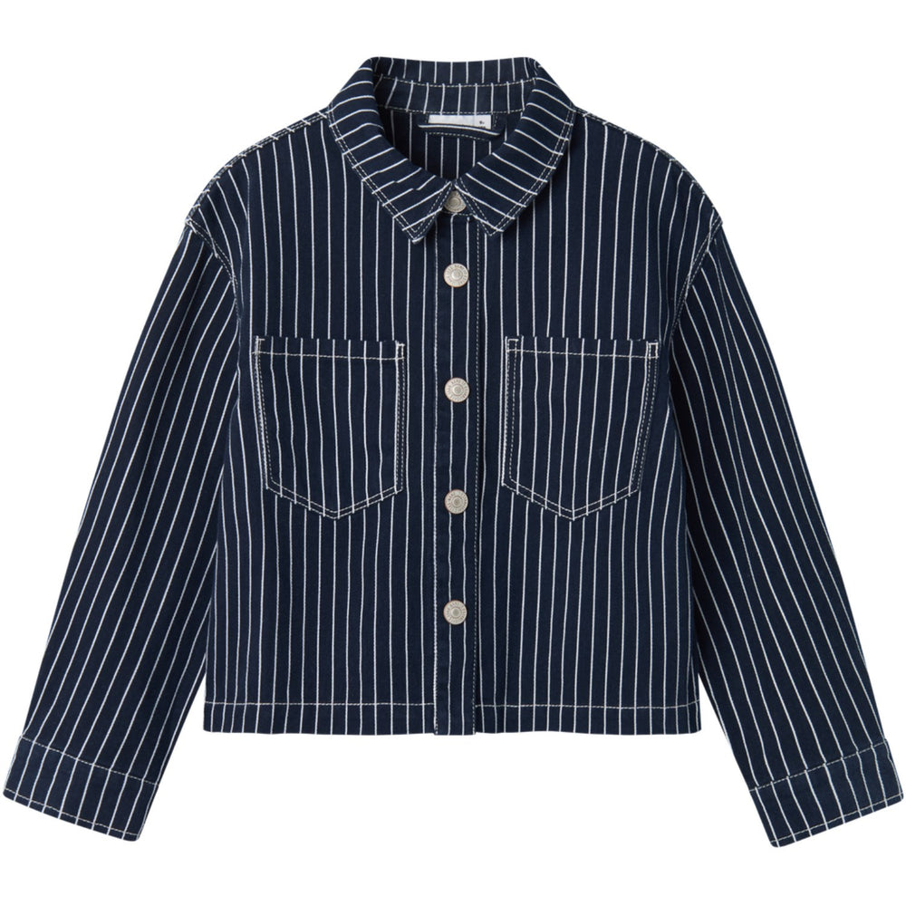 Køb Name It Navy Blazer Zoe Twill Oversize Stripe Skjorte