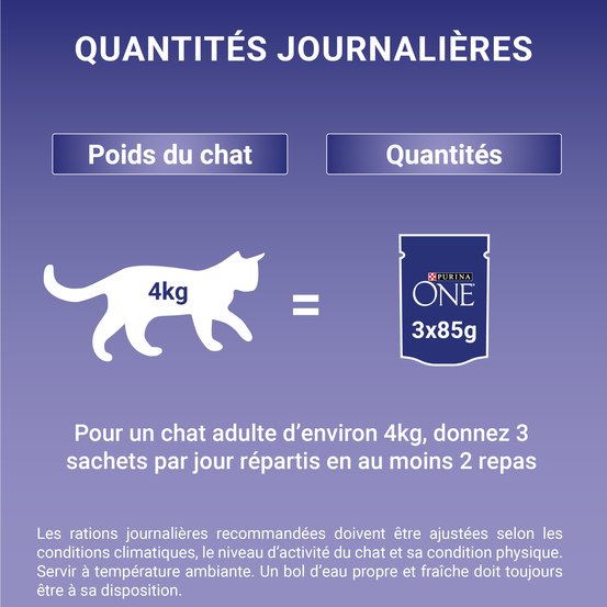 Sachet Purina One Spécial Chat Stérilisé : 8x85gr