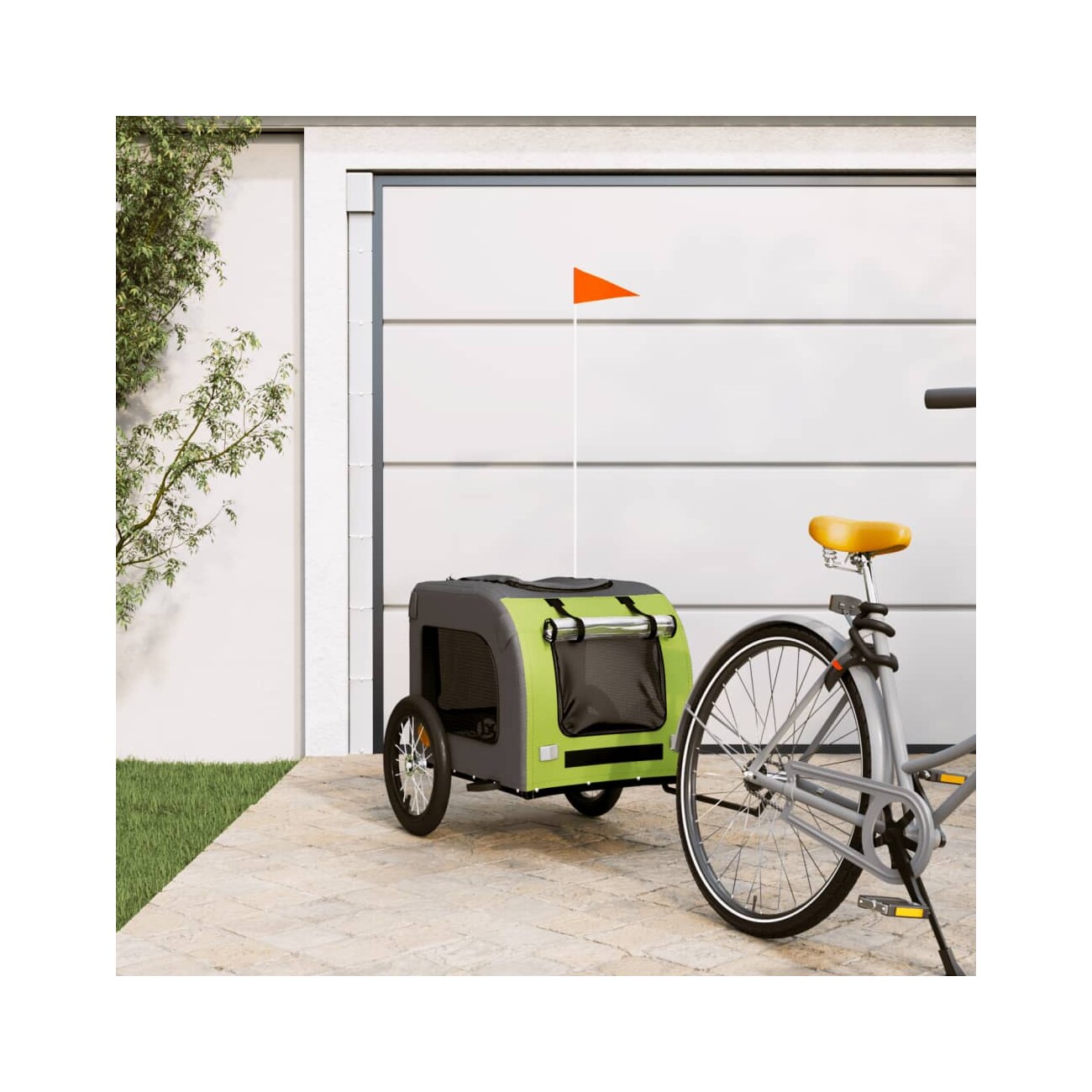 VidaXL Fahrradanhänger Hund 125 x 64 x 66 cm (L x B x H) grün