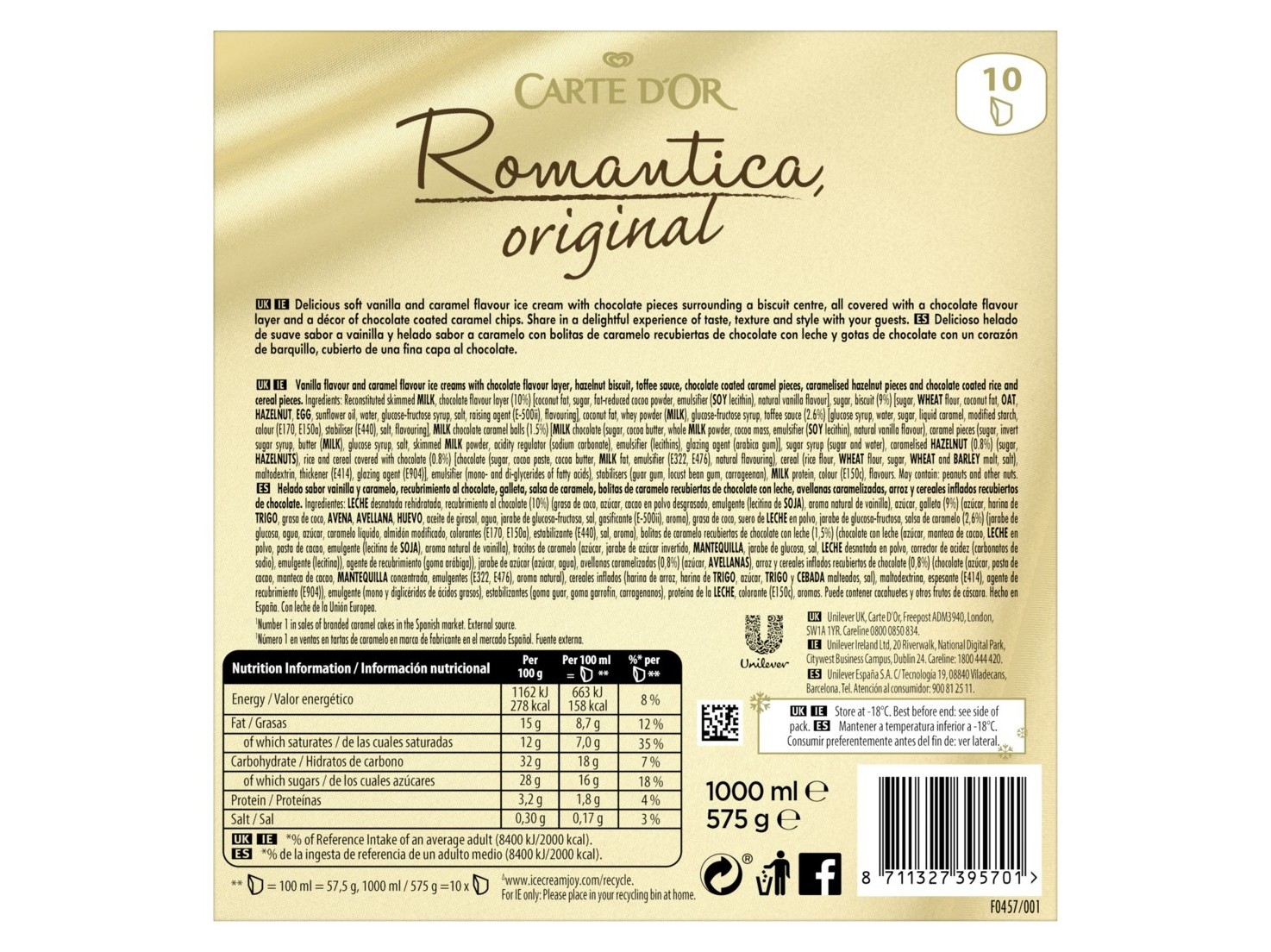 GELADOS CARTE D'OR ROMANTICA 1LT