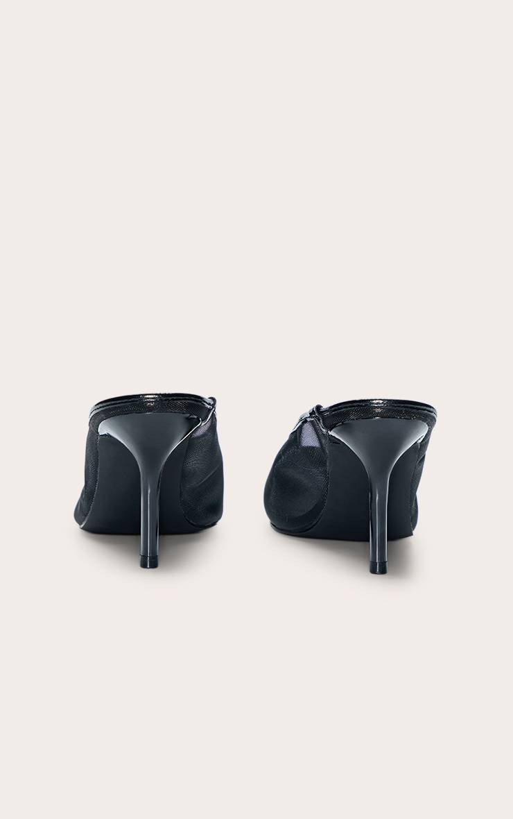 Noir Mule À Talon En Mesh