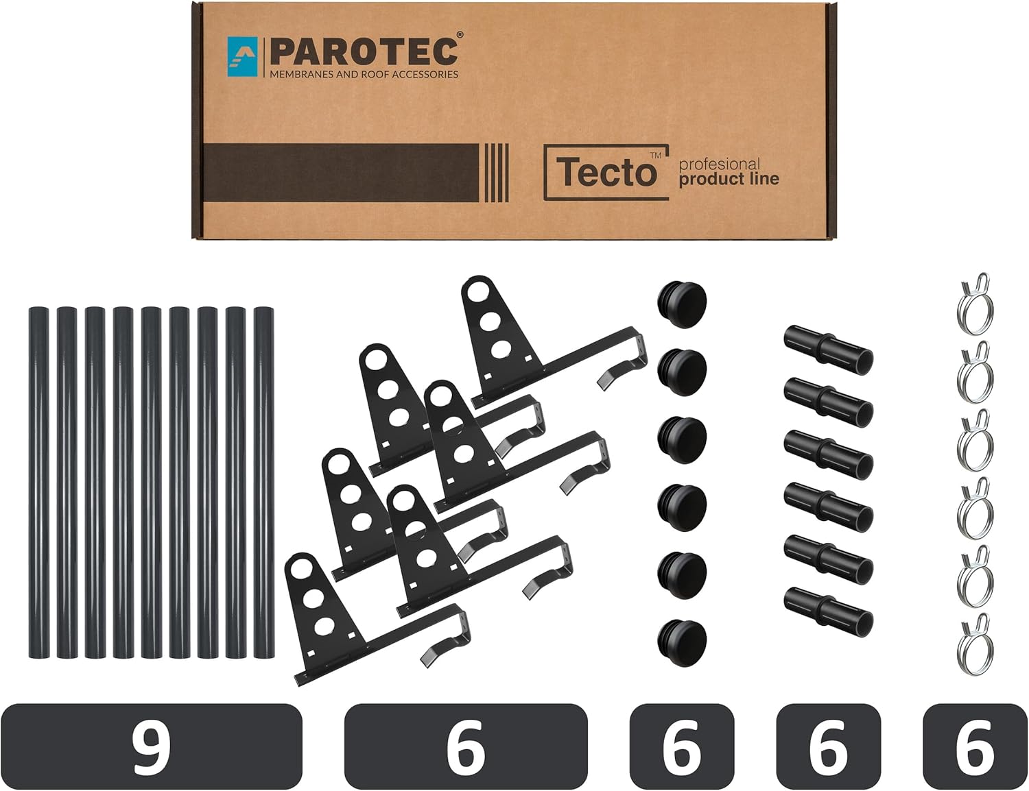 Parotec SCHNEEFANGROHR-Komplettset 3,0 m (300 cm) - für Hohlfalzziegel, Reformziegel, Pressfalzziegel & Flachdachziegel - Schneefang/Dachlawinenschutz - 3 Rohre, 6 Halterungen - RAL 6020 Dunkel Grün