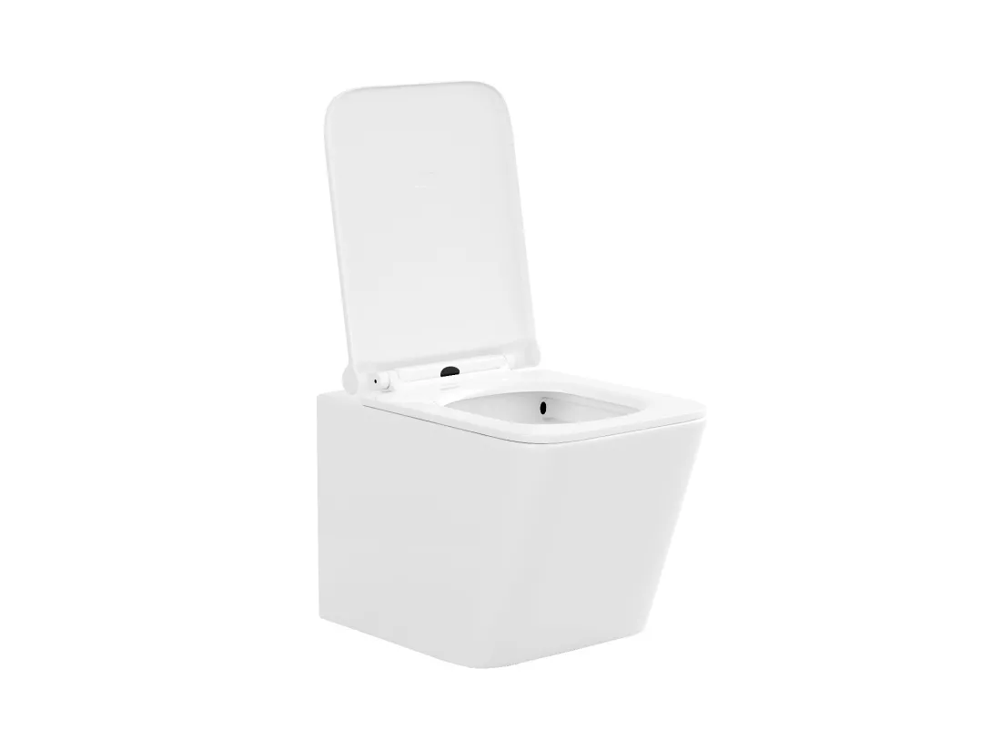 Pack WC suspendu blanc avec bâti-support et plaque de déclenchement chrome ronde - CLEMONA