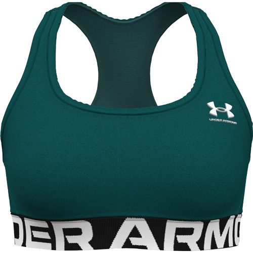 Under Armour HeatGear® Authentics Mid Branded Sport-BH Damen hydro teal