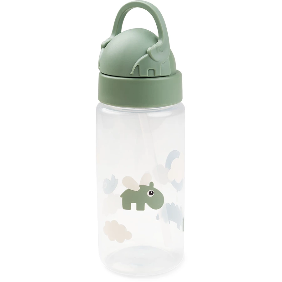 Done by Deer™ Trinkflasche mit Strohhalm Happy clouds Grün