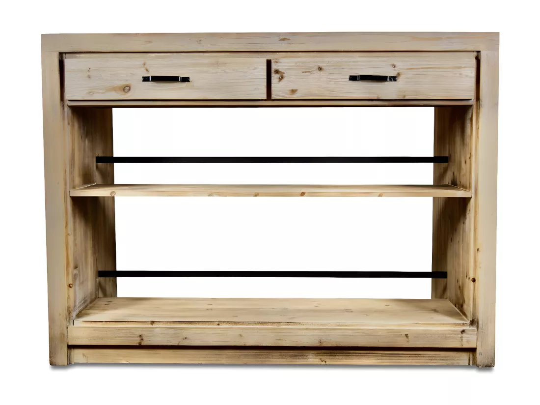 Ilot 2 tiroirs naturel Bois Naturel - Esmée Décoration d'Autrefois