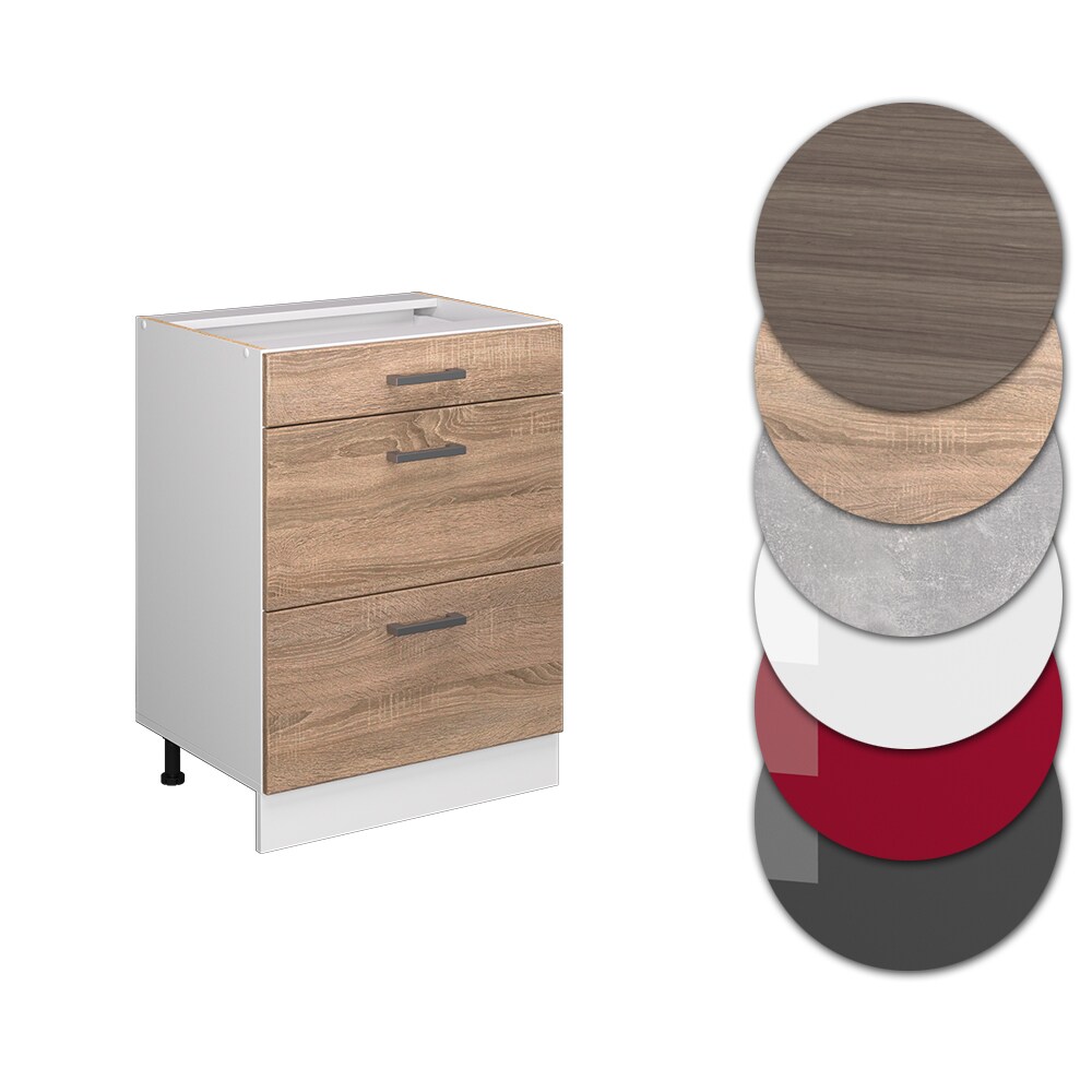 Vicco Schubladenunterschrank Küchenschrank Küchenzeile R-Line 60 cm Weiß Sonoma Schublade