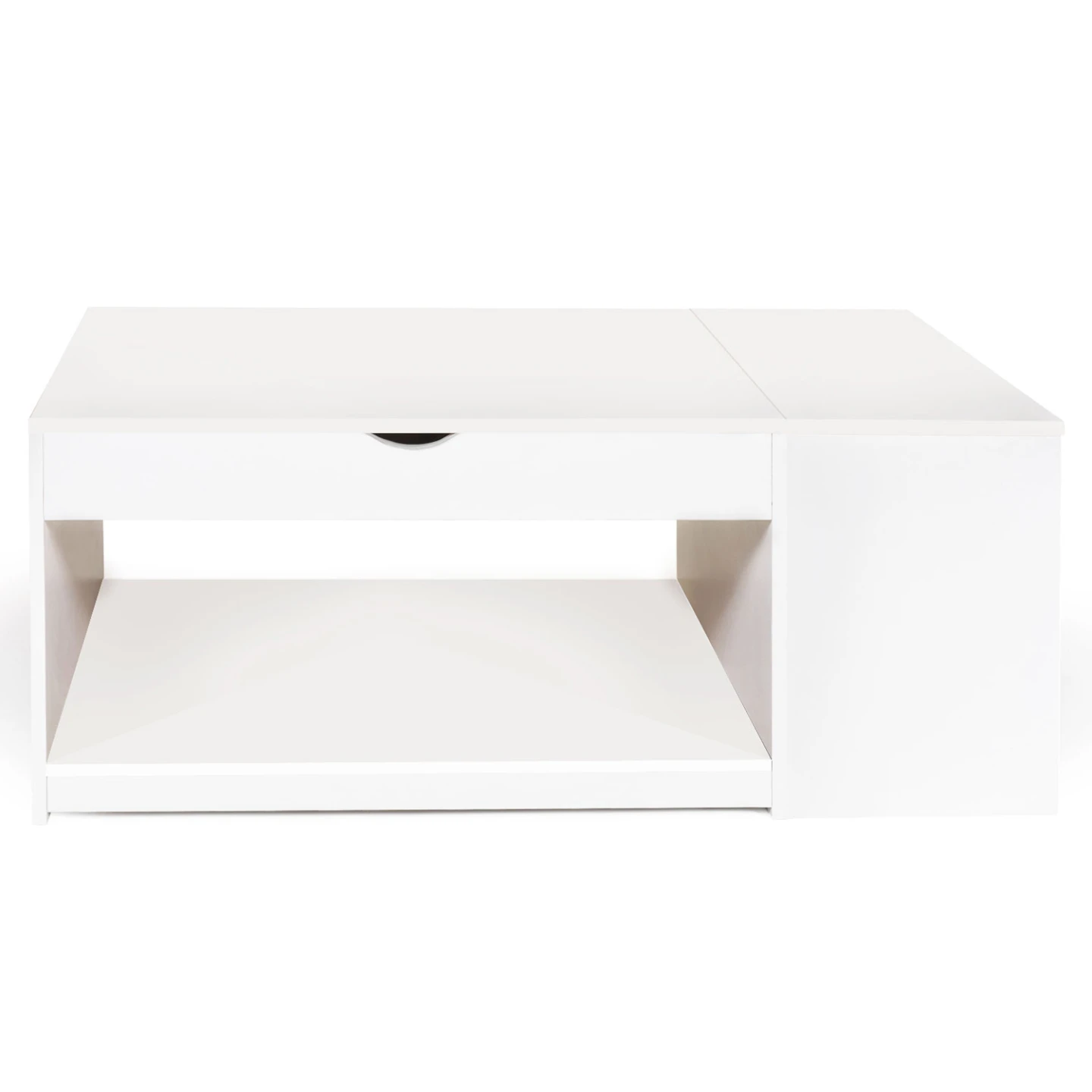 Table basse plateau relevable rectangulaire ELEA avec coffre bois blanc