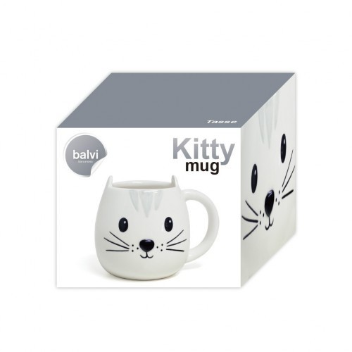 Caneca Kitty em formato de cabeça de gato, branca