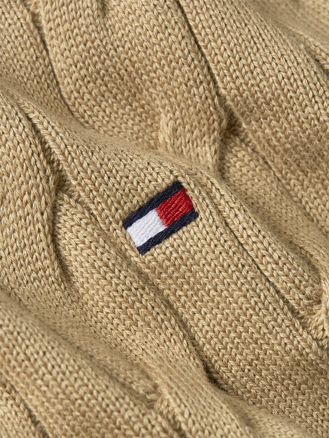 Tommy Hilfiger CLASSIC COTTON CABLE CREW NECK Safari canvas