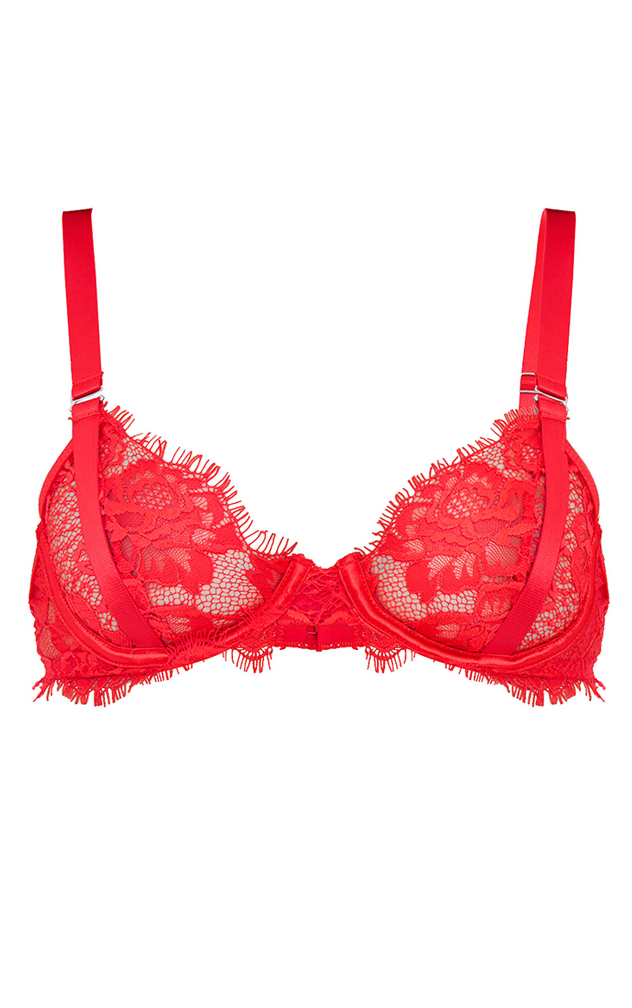 Rouge Soutien-gorge À Armatures En Dentelle Cils