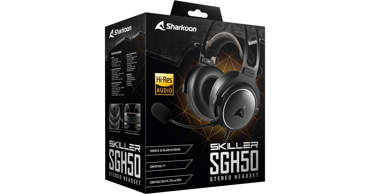 SharkoonSKILLER SGH50 over-ear gaming headset  (Zwart, Pc, PlayStation 4, PlayStation 5, Xbox Series S|X)