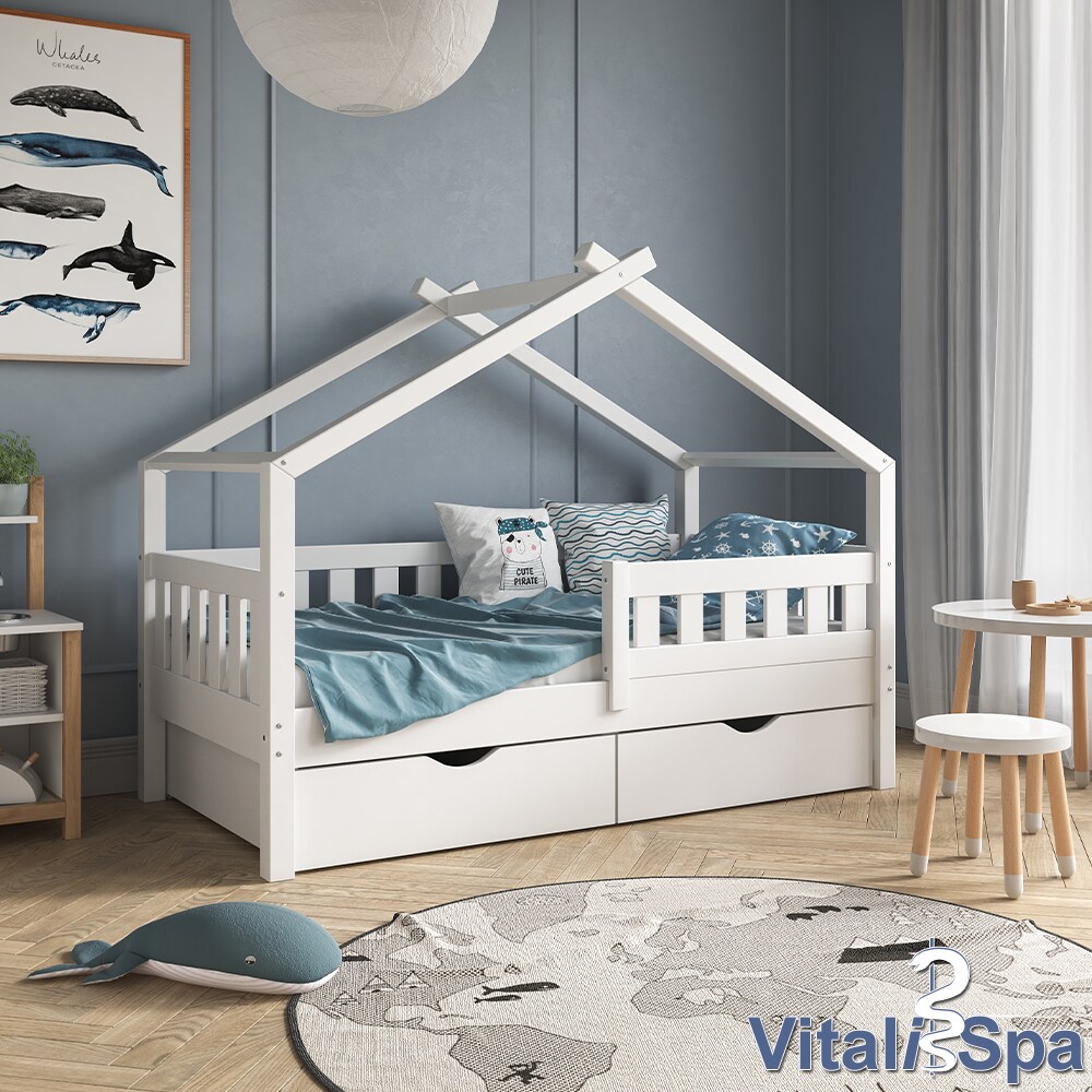 VitaliSpa Design Kinderbett 160x80 Babybett Jugendbett 2 Schubladen Lattenrost