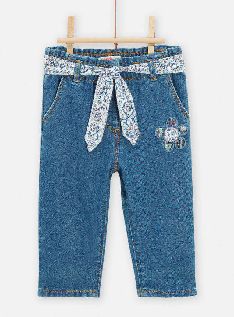 Jean bleu à ceinture pour bébé fille