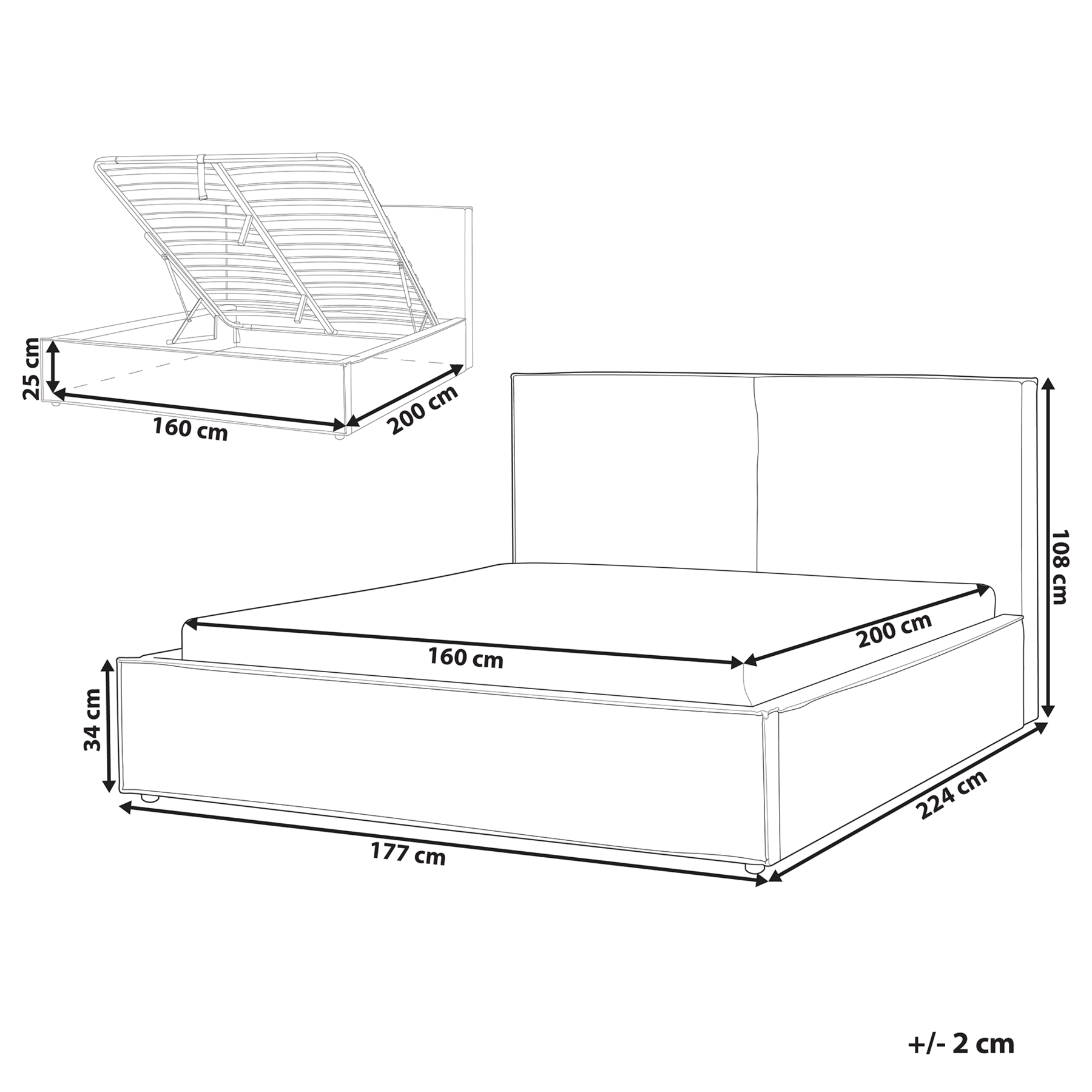 Beliani-MOISSAC-Tweepersoonsbed-Gebroken wit-160 x 200 cm-Polyester