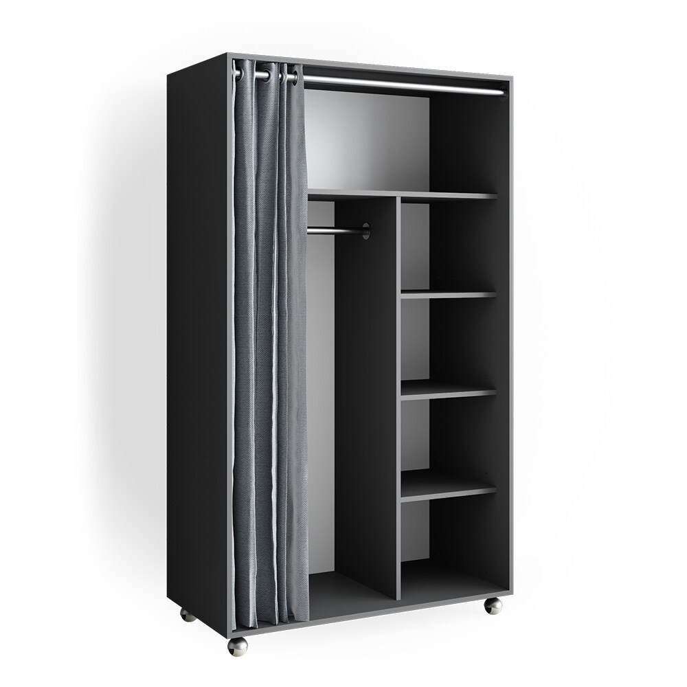 Vicco mobiler Kleiderschrank Dielenschrank Garderobe Doros Grau 100 x 168 cm offen rollbar