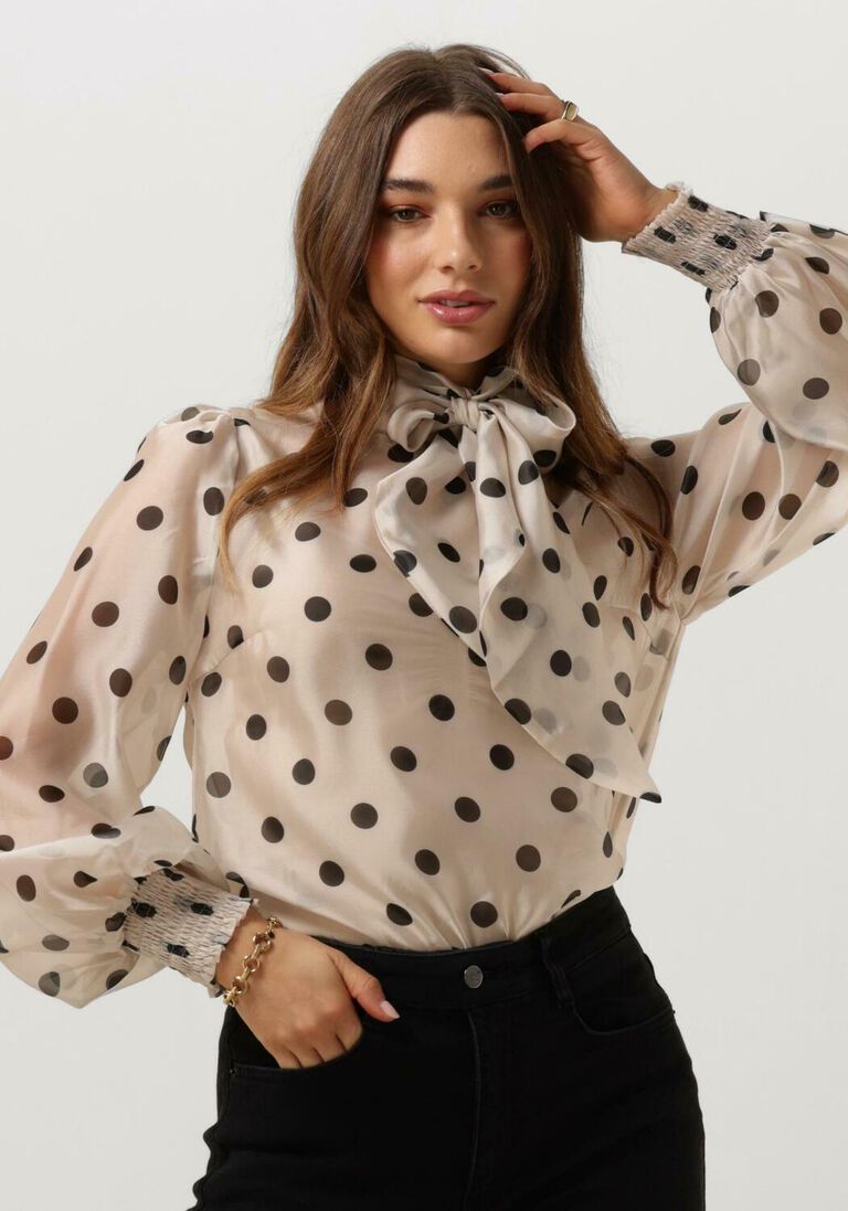 CO\\'COUTURE beige co'couture blouse drewcc dot tie blouse