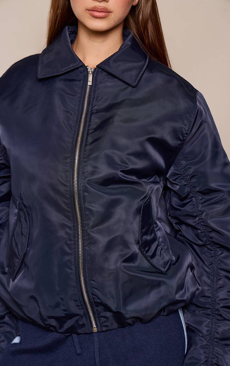 Bleu Marine Veste Bomber Oversize À Manches Cocon