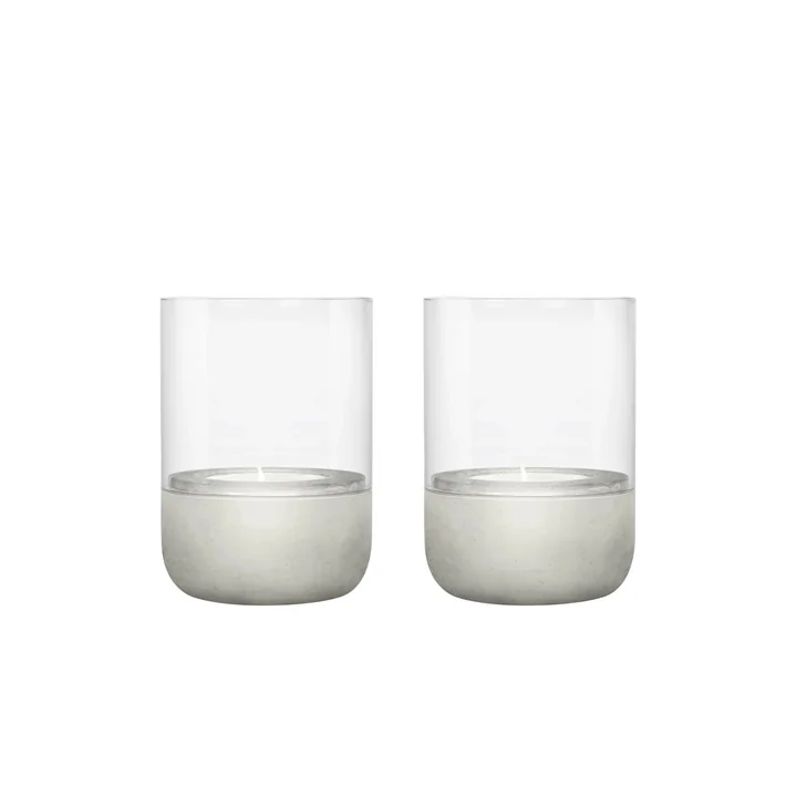 Blomus - Calma Windlicht, Ø 7 cm, klar / hellgrau (2er-Set)
