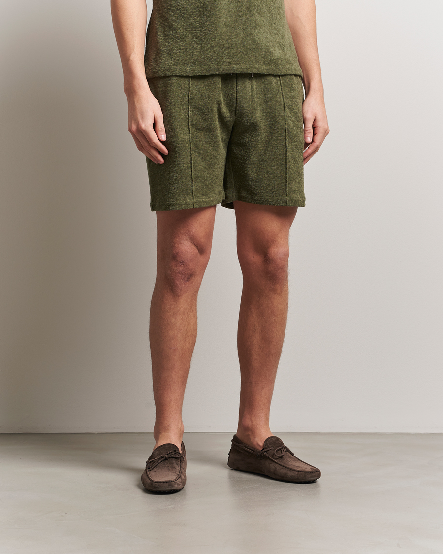 Stenströms Terry Slub Cotton Shorts Green