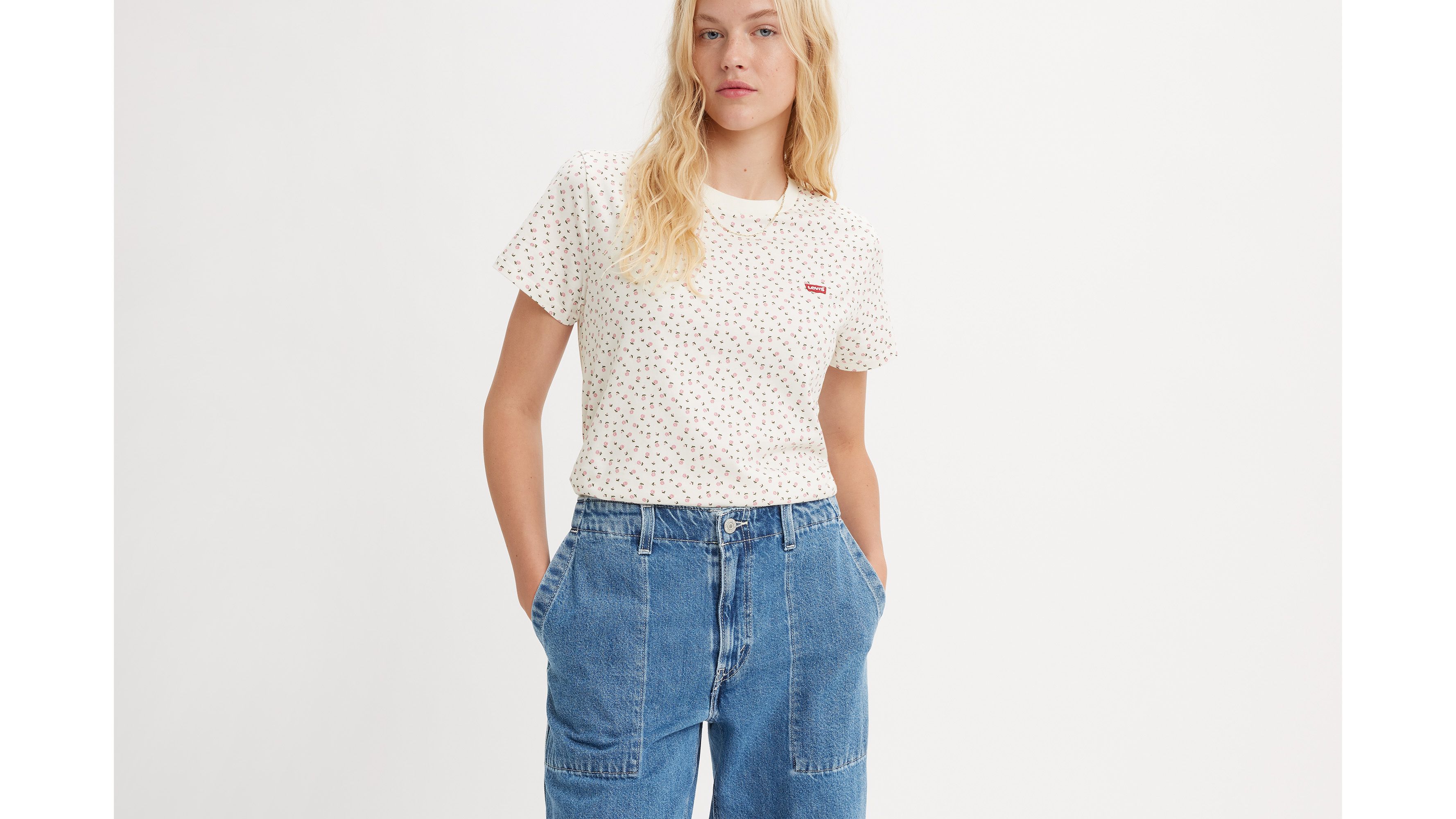 T-shirt Perfect - Linden Floral Egret - Blanc