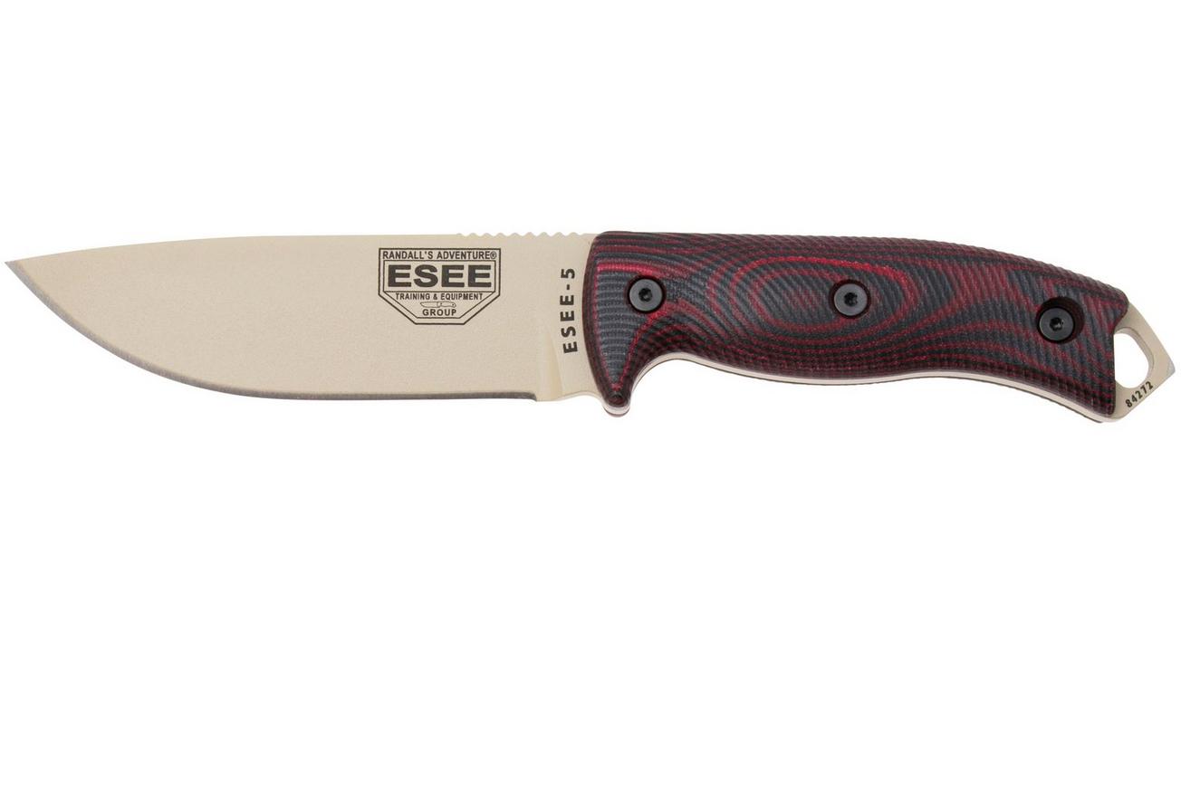 ESEE Model 5 Desert Tan Blade 3D Blood-Black G10 survivalmes 5PDT-004 kydex schede   clip plate