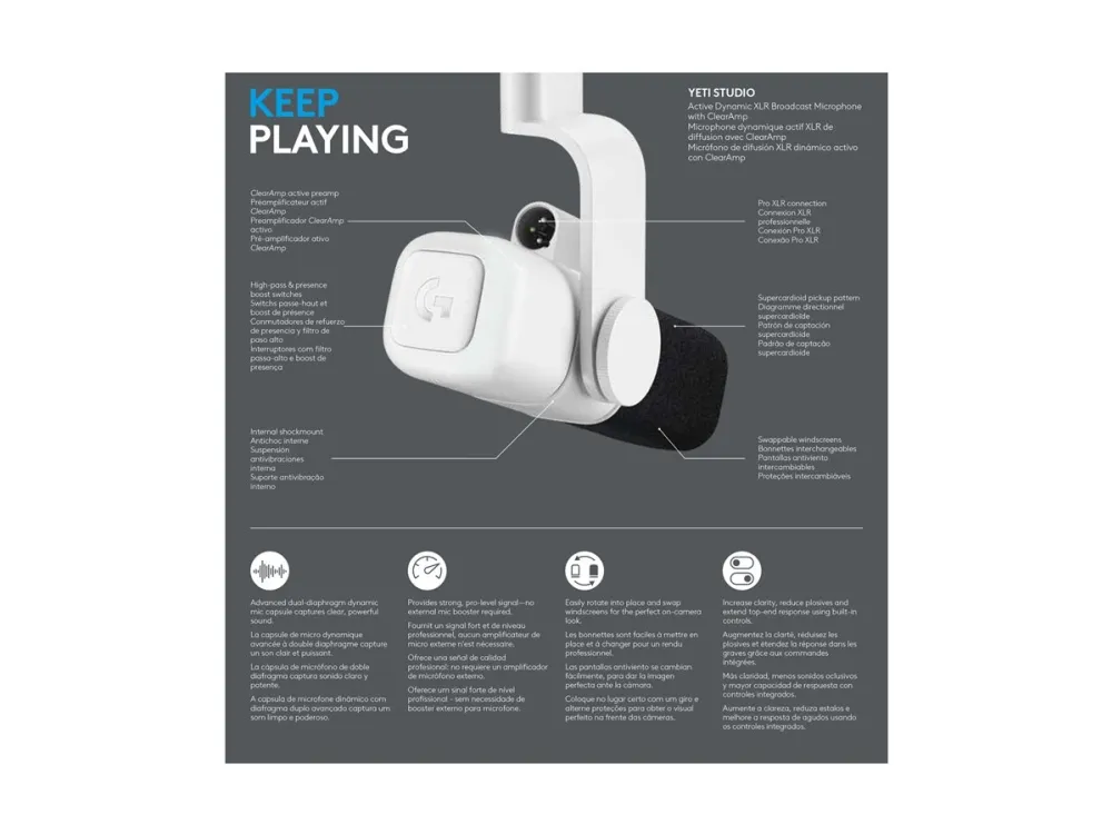 Logitech G Yeti Studio - Mikrofon - hvid