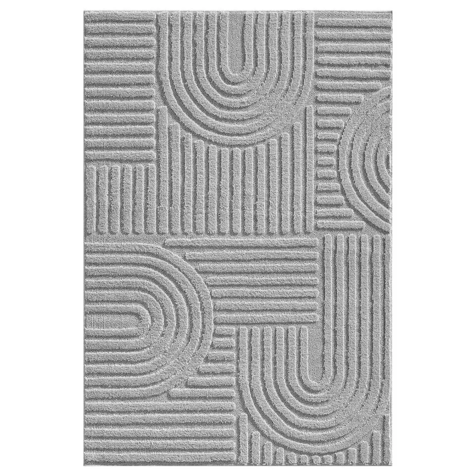 Modern Japandi Vloerkleed - Grijs - Boho Scandinavisch - 160x230 cm Laagpolig