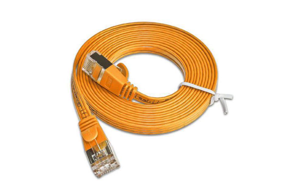 Slimpatchkabel RJ-45 - RJ-45, Cat 6, STP, 7.5 m, OrangeGeschirmtes Twisted-Pair-Kabel (STP) mit Klinkenschutz