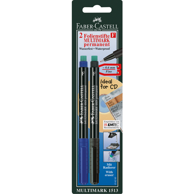 2 Folienstifte Multimark - permanent -fein - schwarz/blau