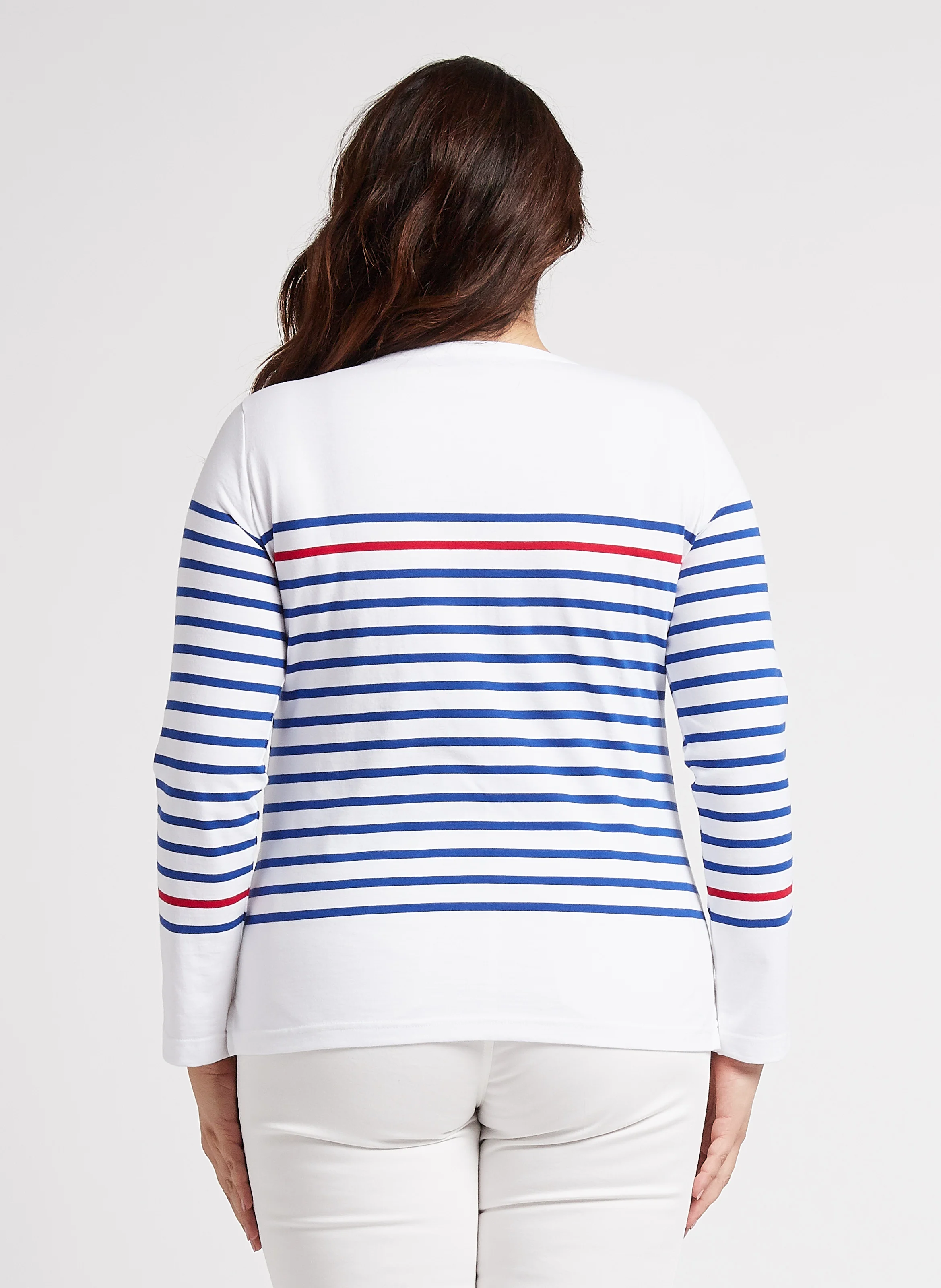 Marinière col rond manches longues en coton | Bleu