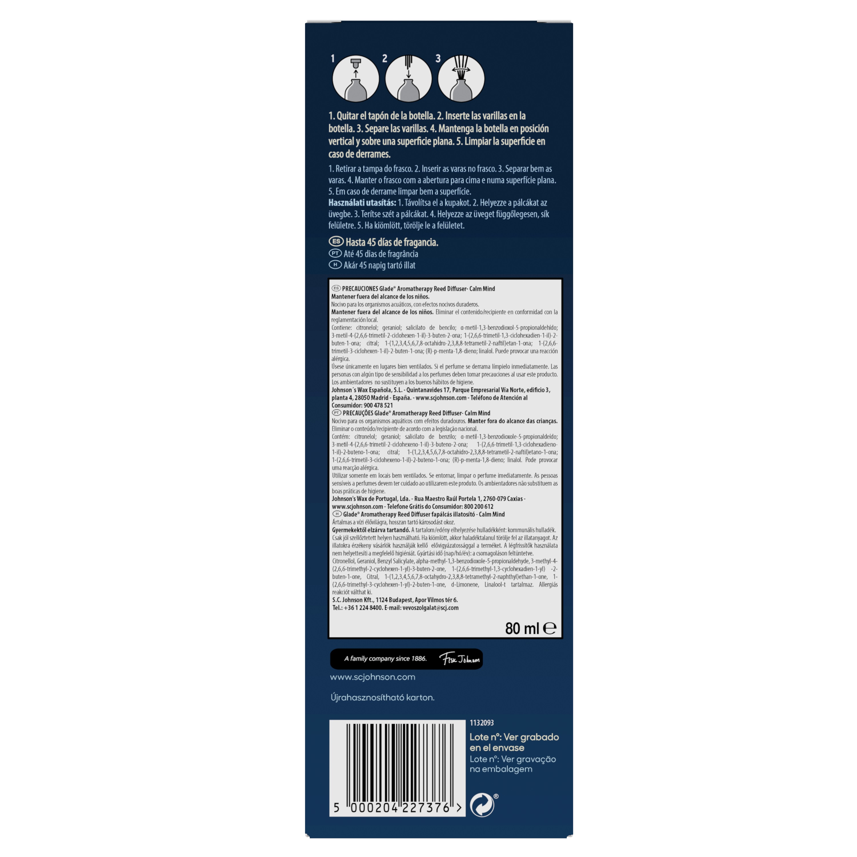 AMBIENTADOR GLADE STICK MOMENT OF ZEN BERGAMOTA 80ML