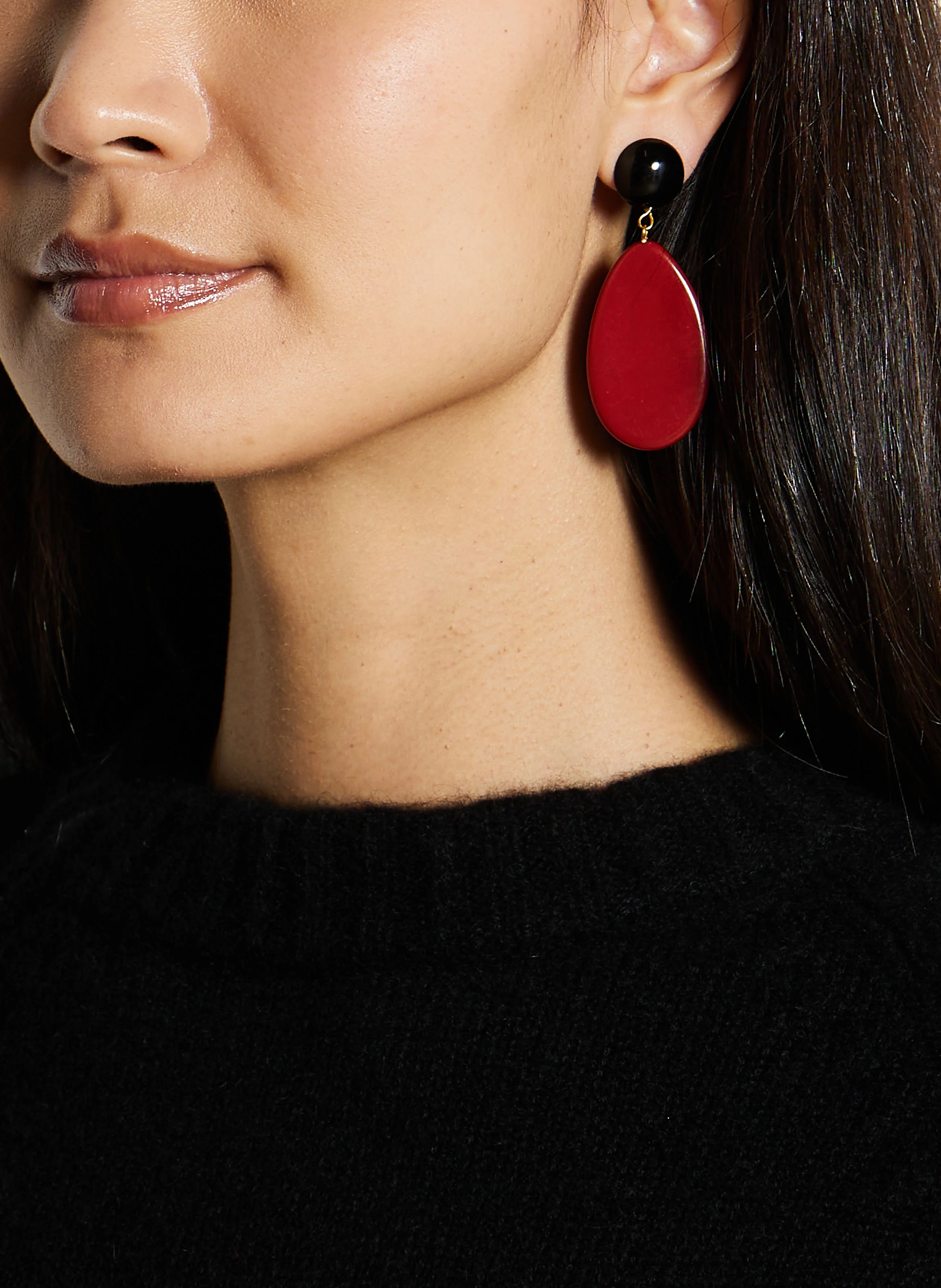 SOLANGE - Boucles d'oreilles goutte plate | Noir