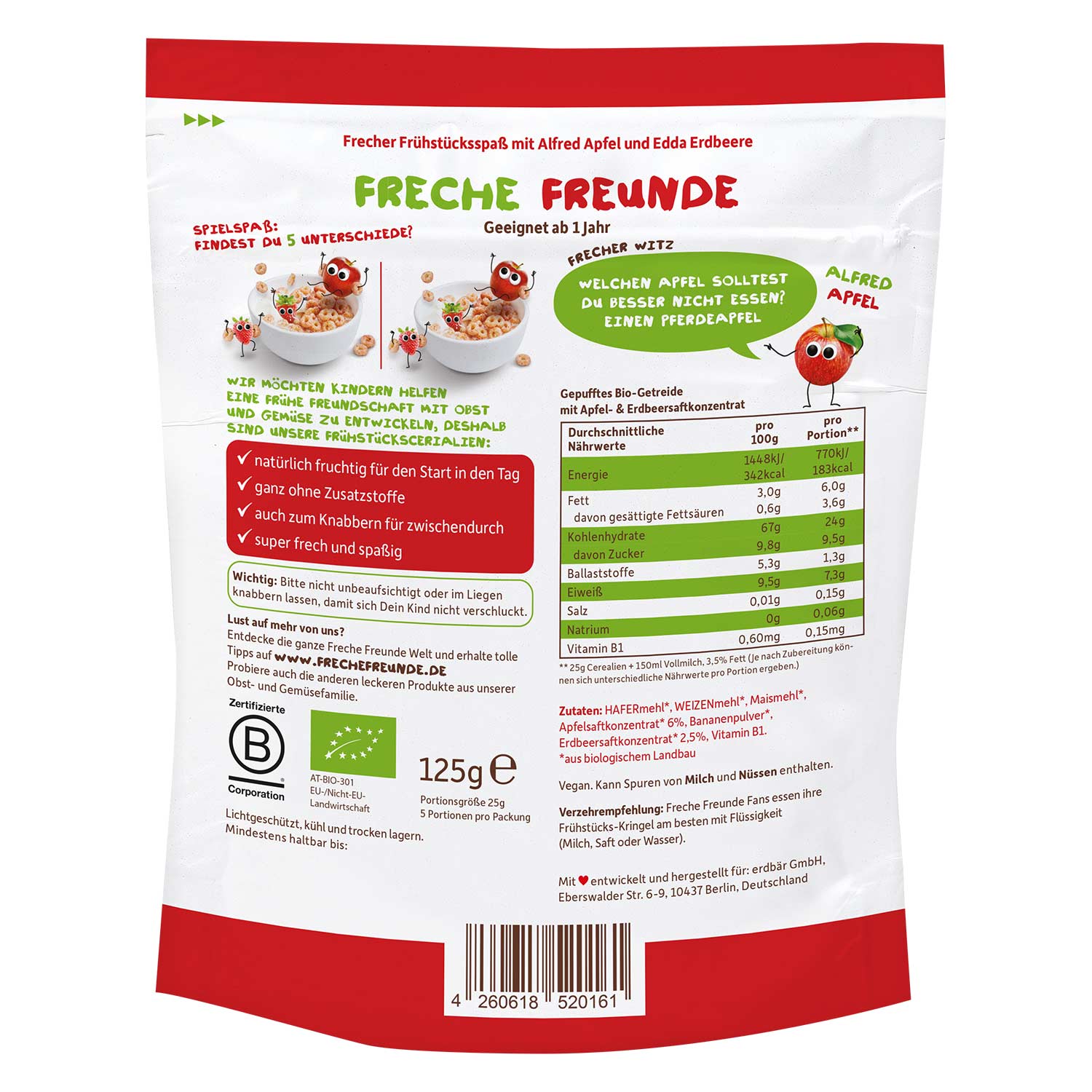 Freche Freunde Frühstücks-Kringel Apfel & Erdbeere 125 g
