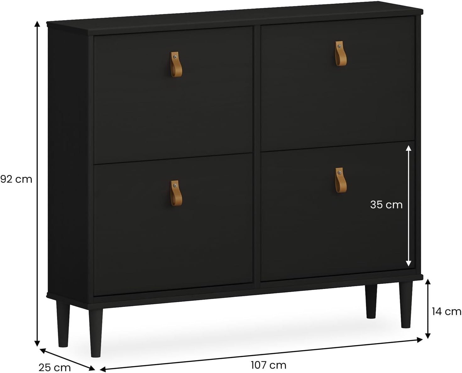 IDIMEX Schuhkipper MIKKA mit 4 Klappen - schwarz Schuhschrank, Schuhregal schmal Schuhorganizer