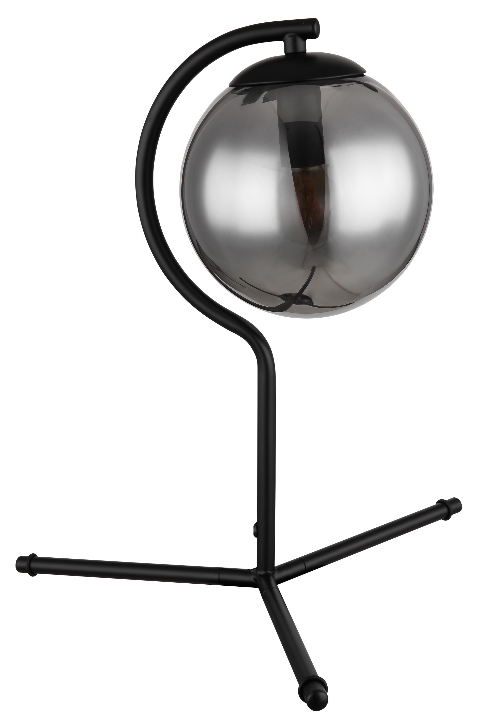 GLOBO Retrofit Tischlampe Porry Schwarz /Rauchfarbig 35x35cm H35cm