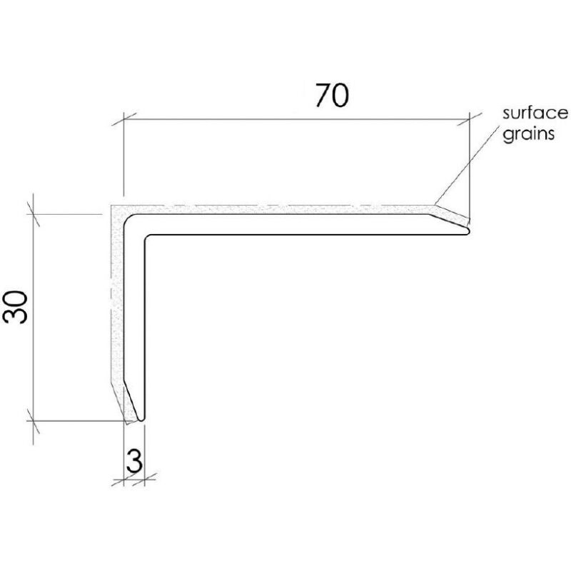 Nez de marche antidérapant Polygrain XL 50 x 30 x 1900 mm
