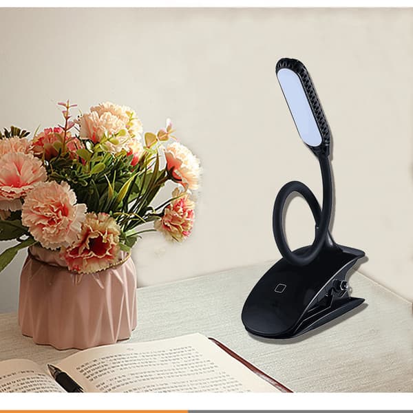 INF Boklampe - LED Clip-on Lampe for Lesing & Studering Sort