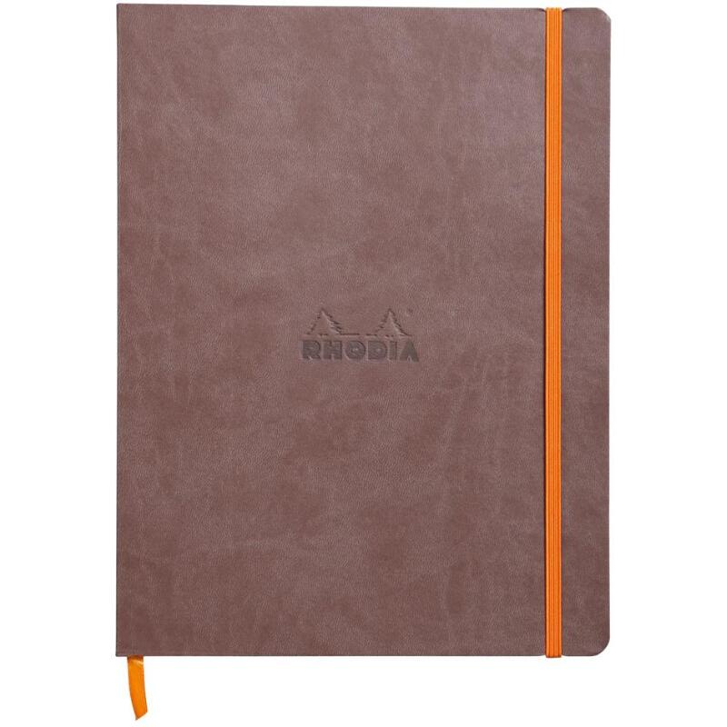 Rhodiarama carnet souple 19 x 25 cm 160 pages ligné papier ivoire 90g fermeture élastique