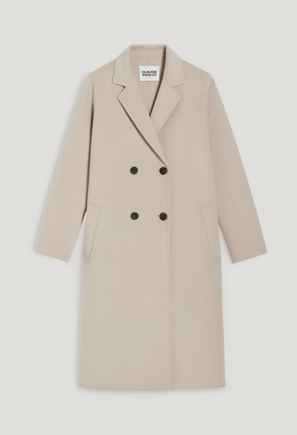 Manteau mi-long laine melangee beige