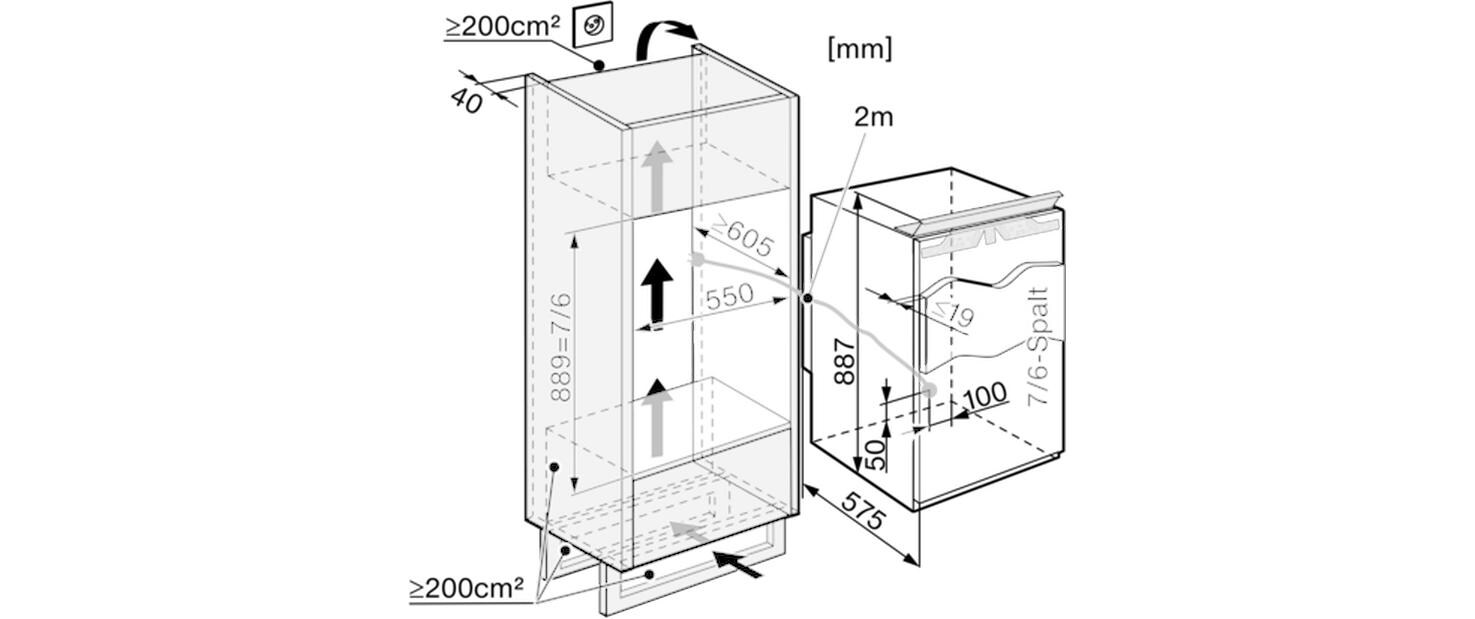 Einbaukühlschrank K 32542-55 iF-1 Rechts<br>Einbau-Kühlschrank mit Gefrierfach