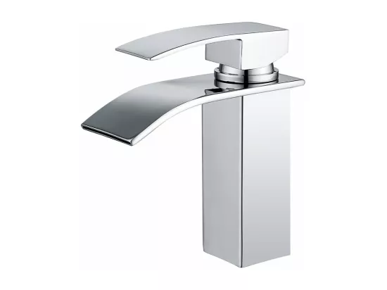 Robinet Salle de Bain Cascade Mitigeur de Lavabo en Laiton Robinet à Deux Voies Chromé