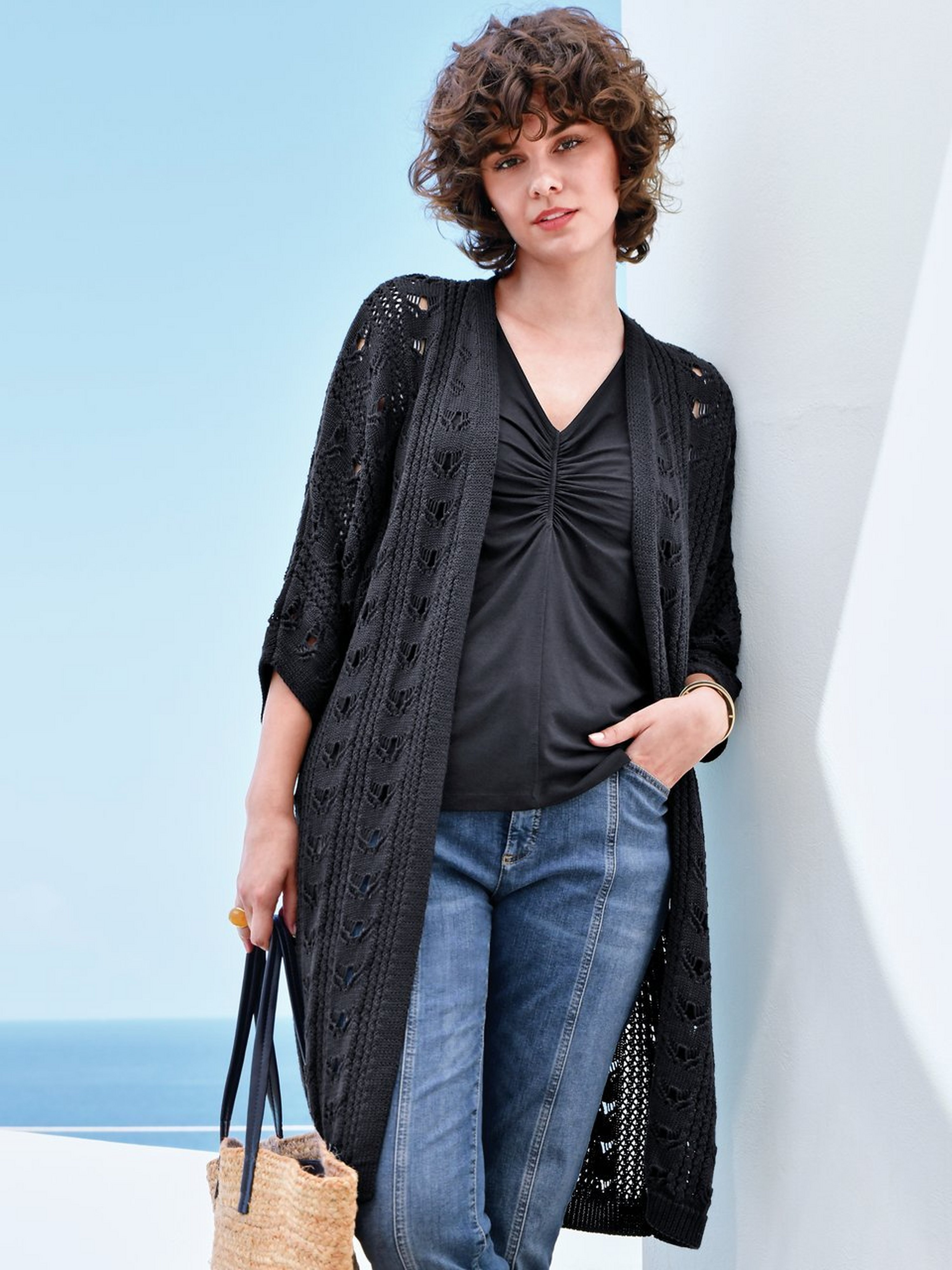 Strickjacke mit 3/4-Arm