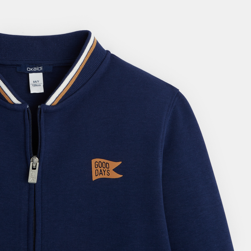 Sweat-shirt zippé façon teddy bleu garçon