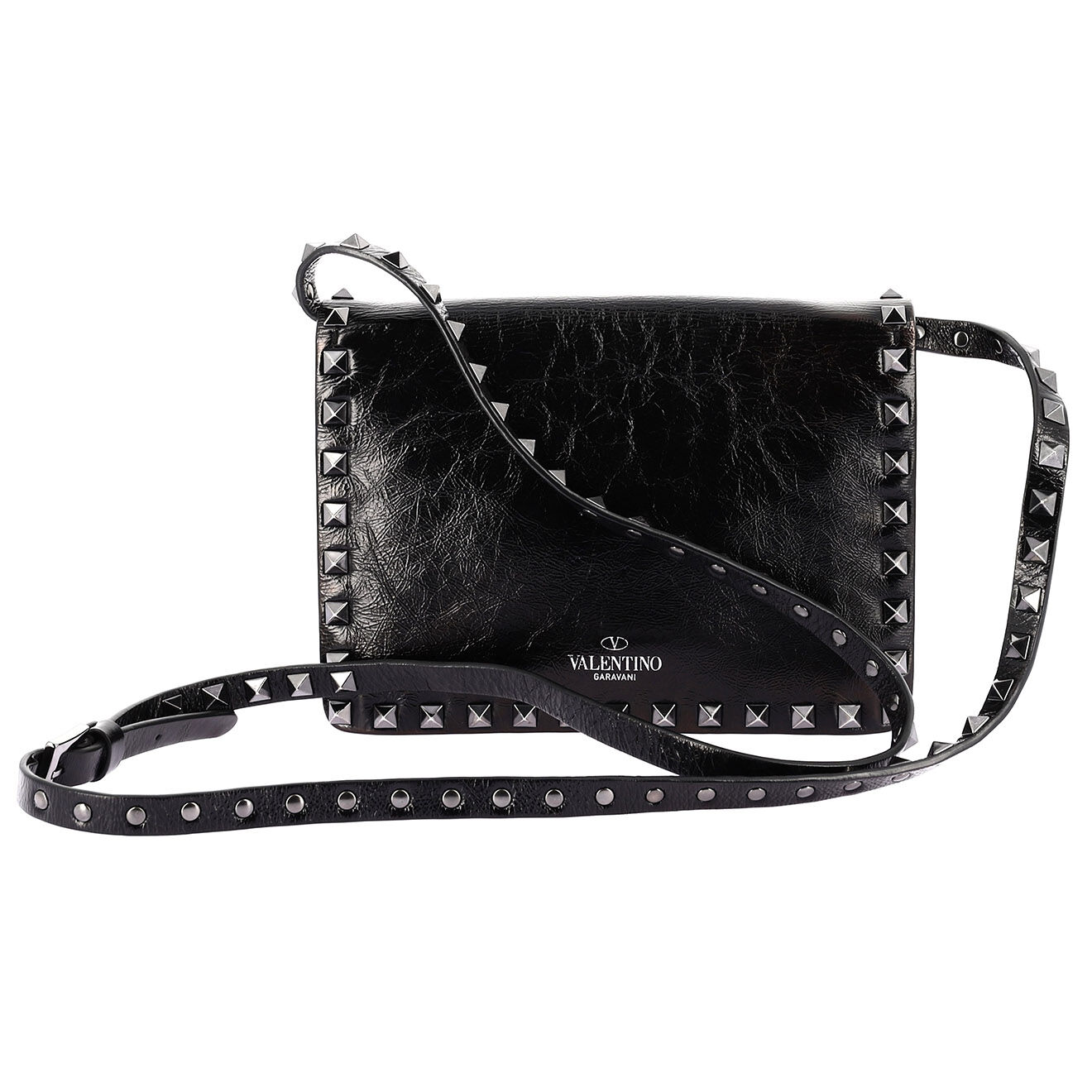 Valentino Mini sac Rockstud en Cuir noir Etat: Très bon état - Longueur 19.5 cm