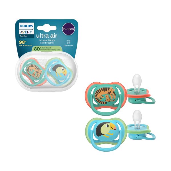 Philips Avent Ultra Air Fopspeen - 6-18 Mnd - 2 Stuks - Plant-based